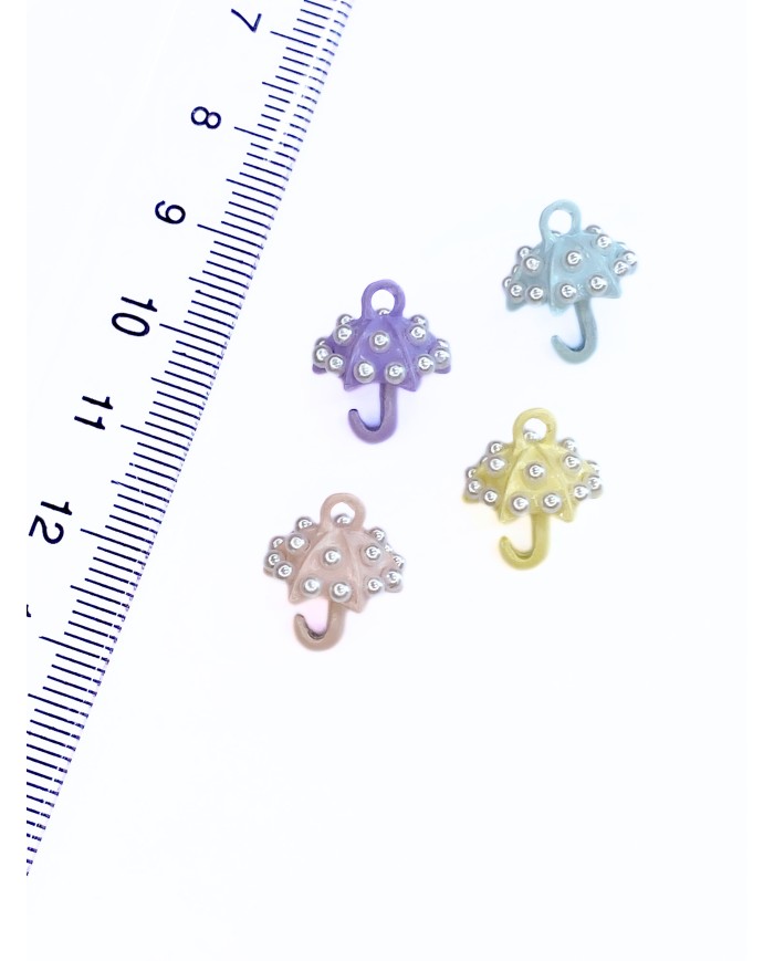 İncili Şemsiye Kolye Bileklik Ucu Charm Mor 1 Adet