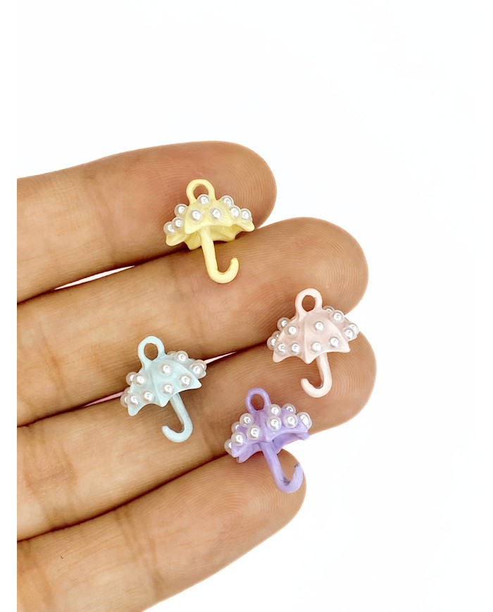 İncili Şemsiye Kolye Bileklik Ucu Charm Mor 1 Adet