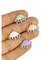 Zirkon Taşlı Uzay Gemisi Kolye Bileklik Ucu Charm Mor 1 Adet