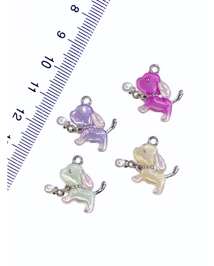 İncili Köpek Kolye Bileklik Ucu Charm Mor 1 Adet