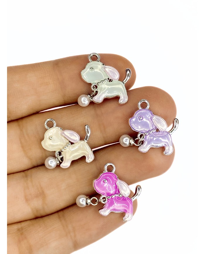 İncili Köpek Kolye Bileklik Ucu Charm Mor 1 Adet