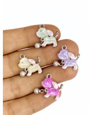 İncili Köpek Kolye Bileklik Ucu Charm Mor 1 Adet