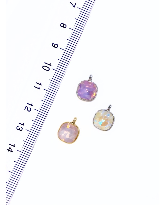 Taşlı Kare Kolye Bileklik Ucu Charm Mor 1 Adet