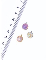 Taşlı Kare Kolye Bileklik Ucu Charm Mor 1 Adet