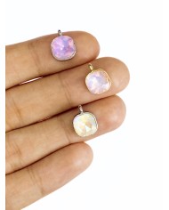 Taşlı Kare Kolye Bileklik Ucu Charm Mor 1 Adet