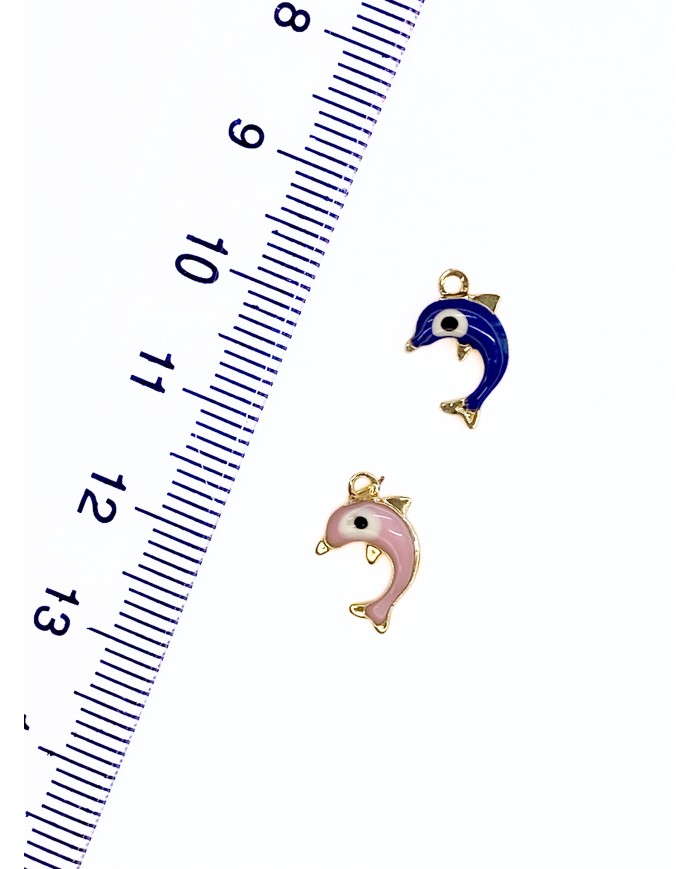 Mineli Yunus Balığı Kolye Bileklik Ucu Charm Pembe 1 Adet