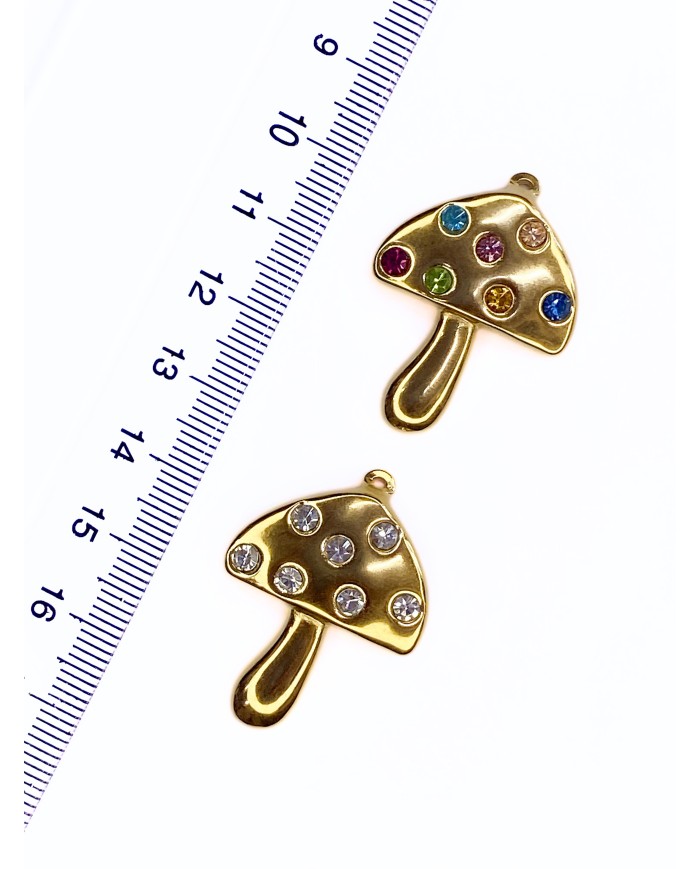 Taşlı Mantar Kolye Bileklik Ucu Charm Renkli 1 Adet