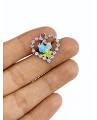 Taşlı Kalpli Gül Bileklik Ucu Charm 1 Adet