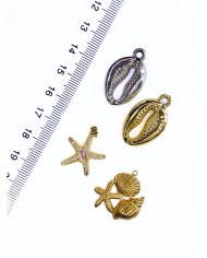 Deniz Yıldızı ve Kabukları Bileklik Ucu Charm Altın 1 Adet