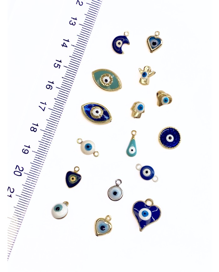 Kalp Mineli Göz Kolye Bileklik Ucu Charm 1 Adet