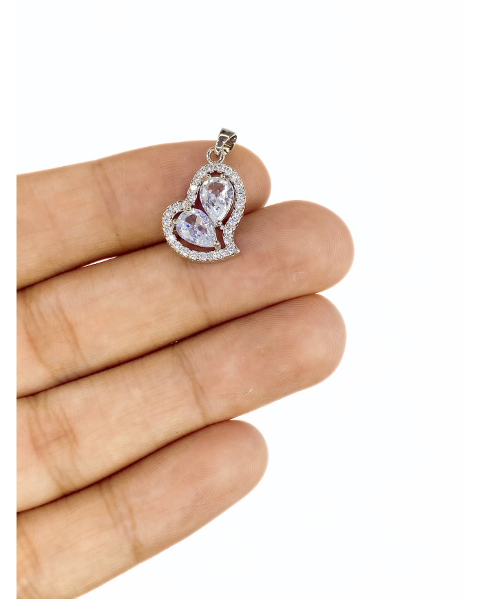 Zirkon Taşlı Kalp Kolye Bileklik Ucu Charm 1 Adet
