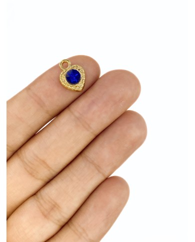 Taşlı Kalp Kolye Bileklik Ucu Charm 1 Adet