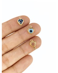 Taşlı Kalp Kolye Bileklik Ucu Charm 1 Adet