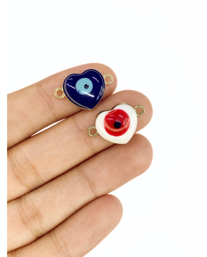 Mineli Nazar Kalp Kolye Bileklik Ucu Charm Lacivert 1 Adet