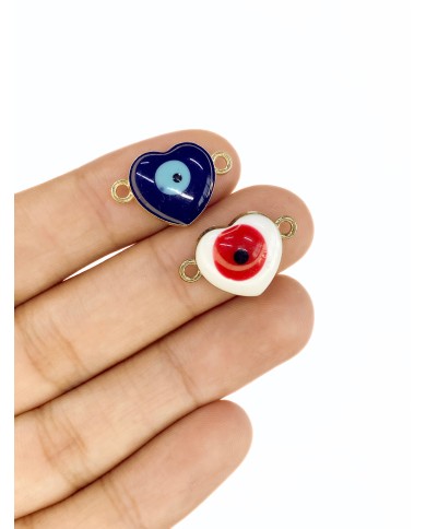 Mineli Nazar Kalp Kolye Bileklik Ucu Charm Lacivert 1 Adet