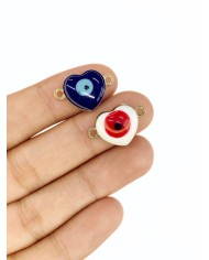 Mineli Nazar Kalp Kolye Bileklik Ucu Charm Lacivert 1 Adet