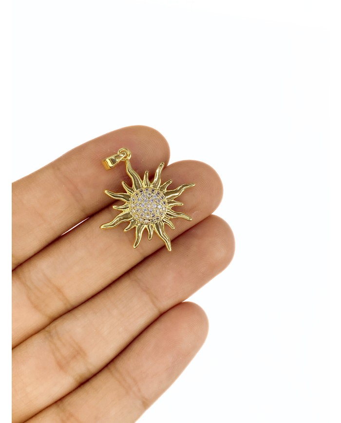 Zirkon Taşlı Güneş Kolye Bileklik Ucu Charm 1 Adet