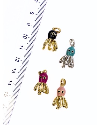 Ahtapot Kolye Bileklik Ucu Charm Gümüş Kırmızı 1 Adet