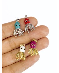 Ahtapot Kolye Bileklik Ucu Charm Gümüş Kırmızı 1 Adet