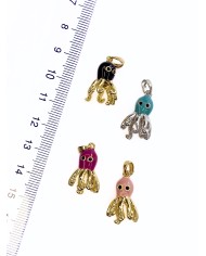 Ahtapot Kolye Bileklik Ucu Charm Gümüş Kırmızı 1 Adet