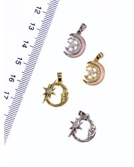 Zirkon Taşlı Ay Yıldız Kolye Bileklik Ucu Charm Gümüş 1 Adet