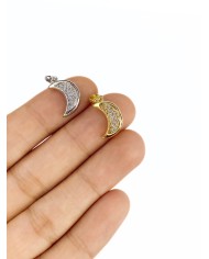 Zirkon Taşlı Ay Kolye Bileklik Ucu Charm Gümüş 1 Adet