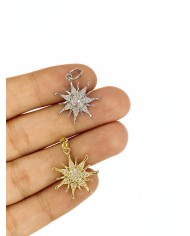 Zirkon Taşlı Güneş Kolye Bileklik Ucu Charm Altın 1 Adet