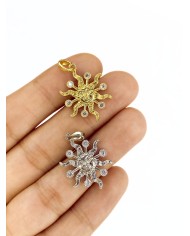 Zirkon Taşlı Yüzlü Güneş Kolye Bileklik Ucu Charm Altın 1 Adet