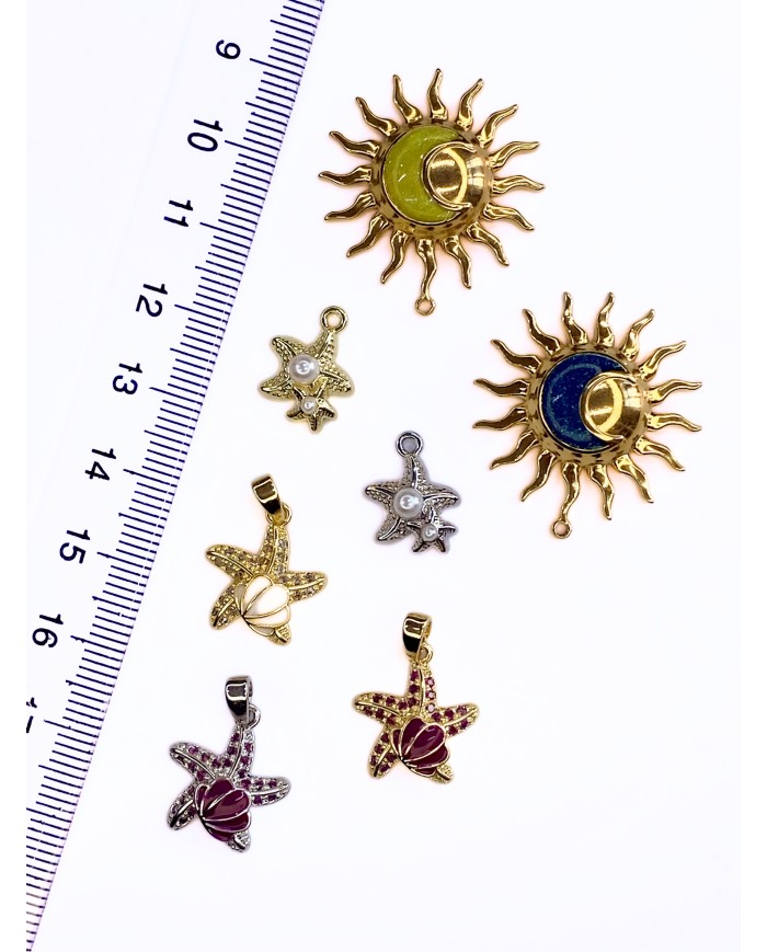 Zirkon Taşlı Güneş Kolye Bileklik Ucu Charm Altın 1 Adet