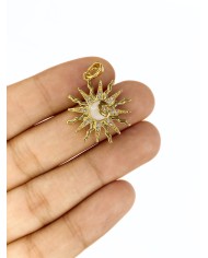 Zirkon Taşlı Güneş Kolye Bileklik Ucu Charm Altın 1 Adet