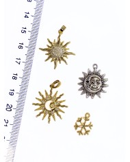 Zirkon Taşlı Güneş Kolye Bileklik Ucu Charm Altın 1 Adet