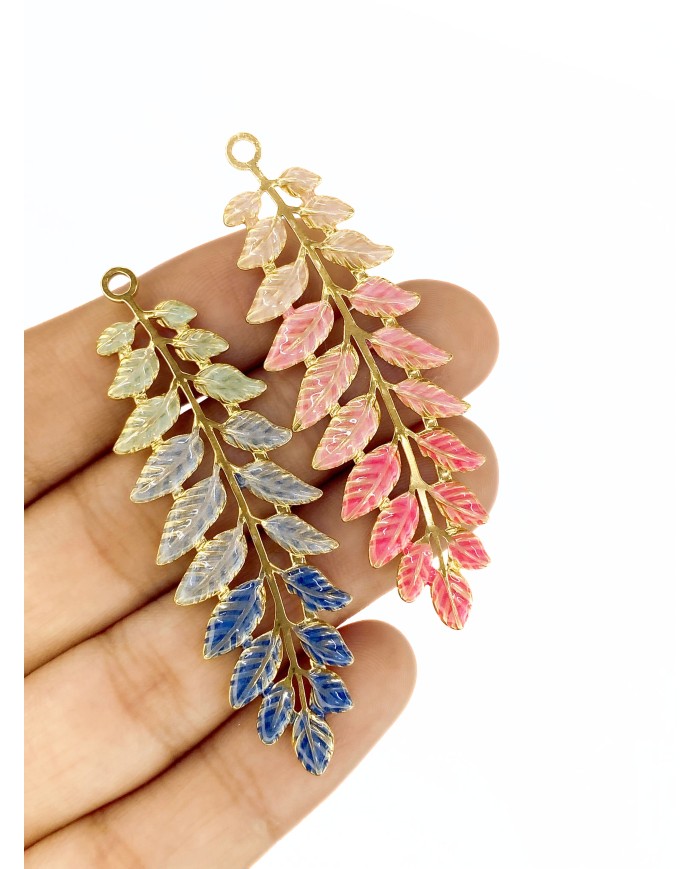 Plaka Yaprak Kolye Bileklik Ucu Charm Mavi 1 Adet