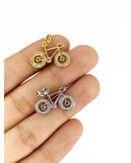 Zirkon Taşlı Bisiklet Yaprak Kolye Bileklik Ucu Charm Altın 1 Adet