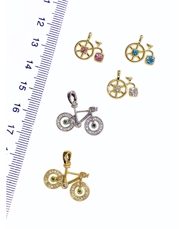 Zirkon Taşlı Bisiklet Yaprak Kolye Bileklik Ucu Charm Şeffaf 1 Adet
