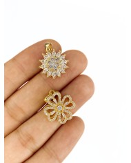 Zirkon Taşlı Stes Çarklı Güneş Kolye Bileklik Ucu Charm Altın 1 Adet