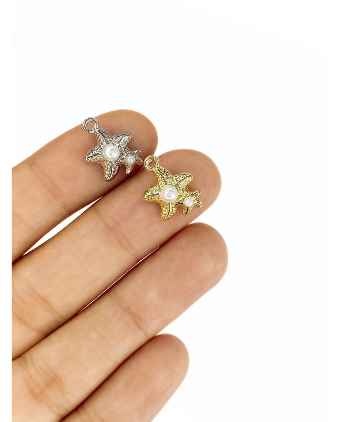 İncili Deniz Yıldızı Kolye Bileklik Ucu Charm Altın 1 Adet