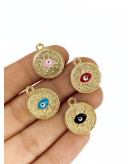 Plaka Nazar Göz Kolye Bileklik Ucu Charm Kırmızı 1 Adet