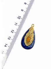 Çelik Mineli Taşlı Damla Plaka Kolye Bileklik Ucu Charm 1 Adet