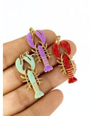 Pirinç Zirkon Mineli Istakoz Kolye Bileklik Ucu Charm Mor 1 Adet