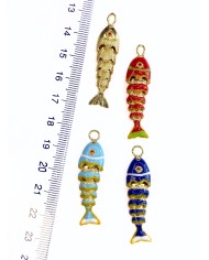 Çelik Mineli Taşlı Oynar Balık Kolye Bileklik Ucu Charm Lacivert 1 Adet