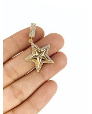 Pirinç Zirkon Mineli Taşlı Plaka Yıldız Kolye Bileklik Ucu Charm 1 Adet