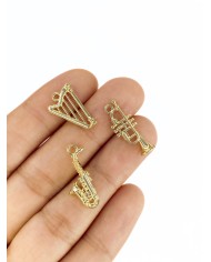 Pirinç Zirkon Mineli Trompet Kolye Bileklik Ucu Charm 1 Adet