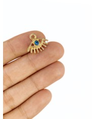 Pirinç Zirkon Mineli Nazar Göz Kolye Bileklik Ucu Charm 1 Adet
