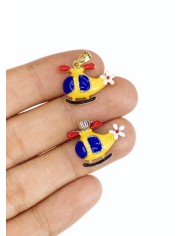 Pirinç Zirkon Mineli Helikopter Kolye Bileklik Ucu Charm Gümüş 1 Adet