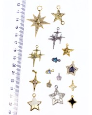 Pirinç Zirkon Taşlı Yıldız Kolye Bileklik Ucu Charm Altın 1 Adet