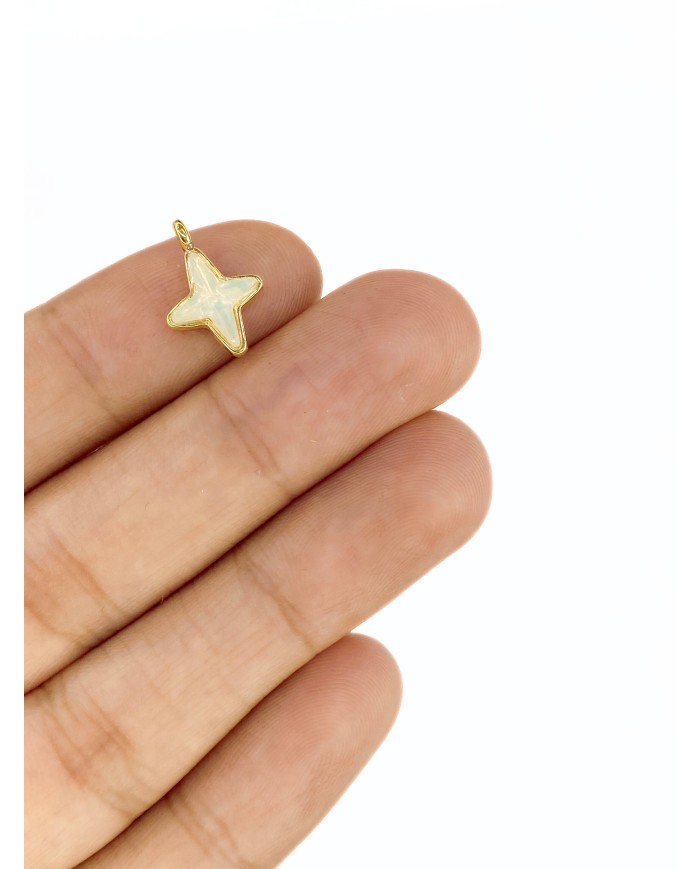 Pirinç Zirkon Taşlı Yıldız Kolye Bileklik Ucu Charm 1 Adet