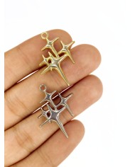 Pirinç Zirkon Mineli Işıltı Yıldız Kolye Bileklik Ucu Charm Gümüş 1 Adet