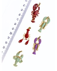 Pirinç Zirkon Mineli Istakoz Kolye Bileklik Ucu Charm Yeşil 1 Adet