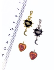 Pirinç Zirkon Taşlı Sallantılı Kalp Kolye Bileklik Ucu Charm Altın 1 Adet