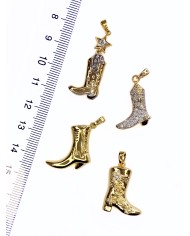 Pirinç Zirkon Mineli Çizme Kolye Bileklik Ucu Charm 1 Adet